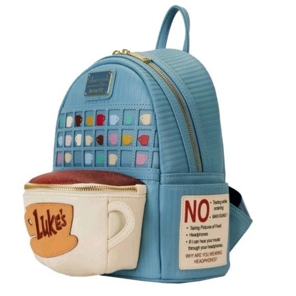 NEW! Loungefly Gilmore Girls Luke's Diner Coffee Cup Backpack Wit CARDHOLDER SET - Picture 11 of 11